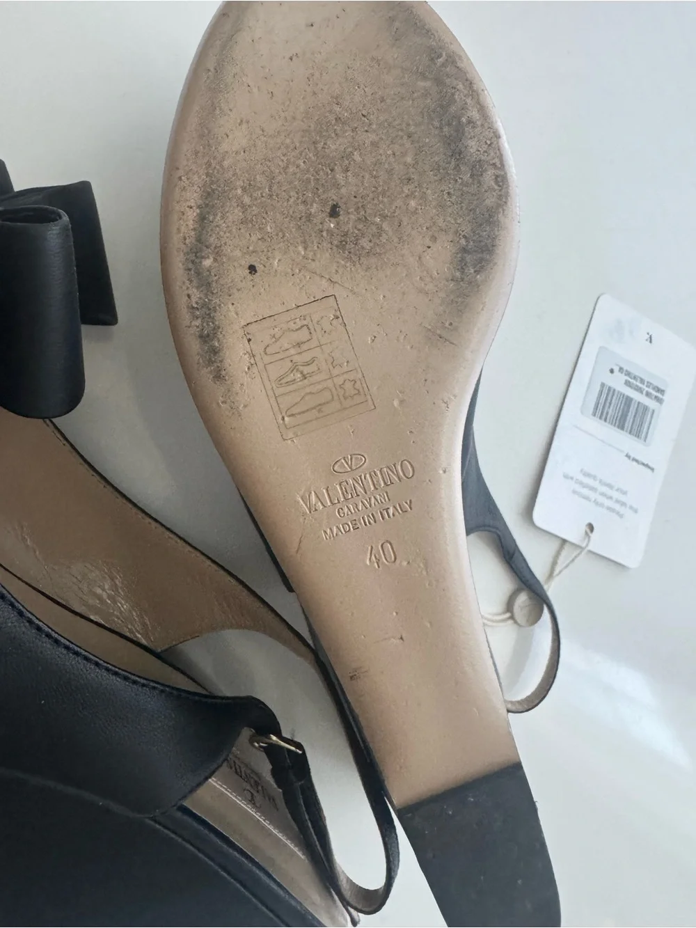 Valentino Black Bow Slingback Wedge Sandals